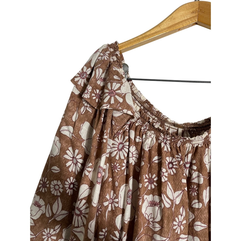 FREE PEOPLE Miss Daisy Floral Off The Shoulder Cotton Peasant Blouse Printed Top - Picture 5 of 10